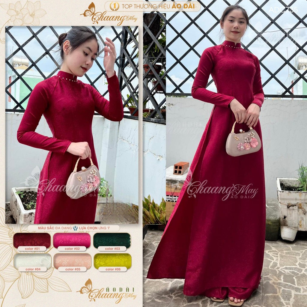 Áo dài cô giáo Hà thành truyền thống Chaang may sẵn áo dài xanh cốm vàng chanh giáo viên dự tiệc đẹp ADC716