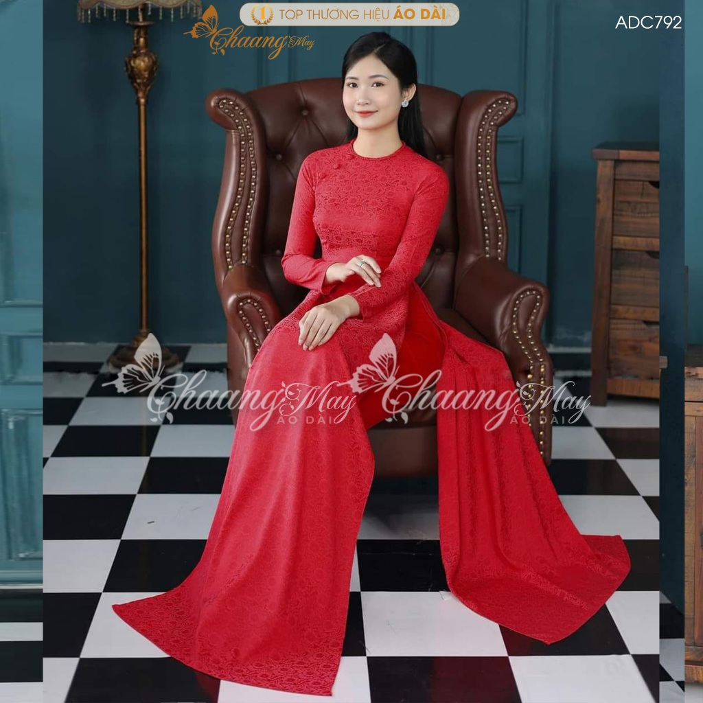 Áo dài lụa gấm Cúc Hoa Mai truyền thống Chaang may sẵn áo dài cô giáo trẻ trung xinh dự tiệc cưới hỏi lễ tết đẹp ADC792