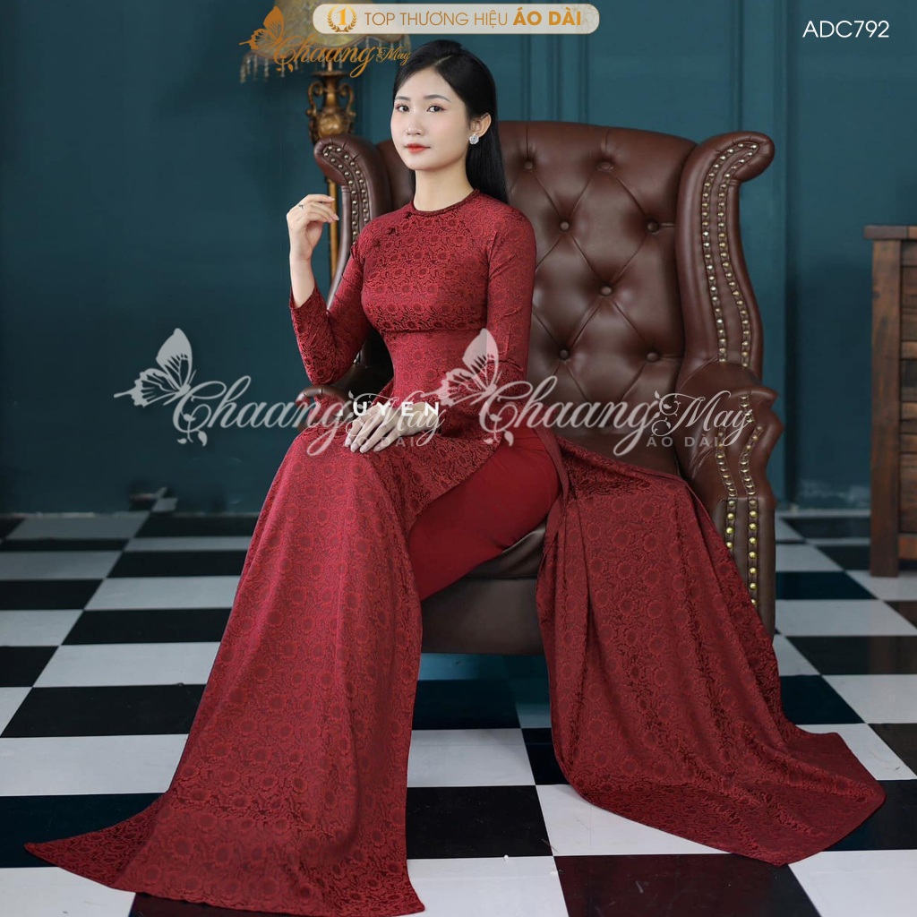 Áo dài lụa gấm Cúc Hoa Mai truyền thống Chaang may sẵn áo dài cô giáo trẻ trung xinh dự tiệc cưới hỏi lễ tết đẹp ADC792
