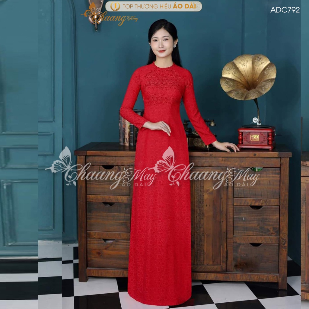 Áo dài lụa gấm Cúc Hoa Mai truyền thống Chaang may sẵn áo dài cô giáo trẻ trung xinh dự tiệc cưới hỏi lễ tết đẹp ADC792