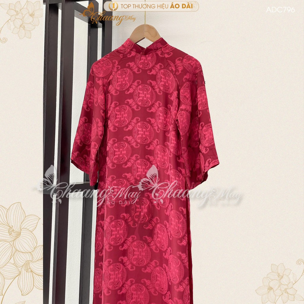 Áo dài cách tân nữ dáng suông gấm thọ dơi Chaang may sẵn áo dài xuông xưa cổ phục dự tiệc cưới lễ tết đẹp ADC796