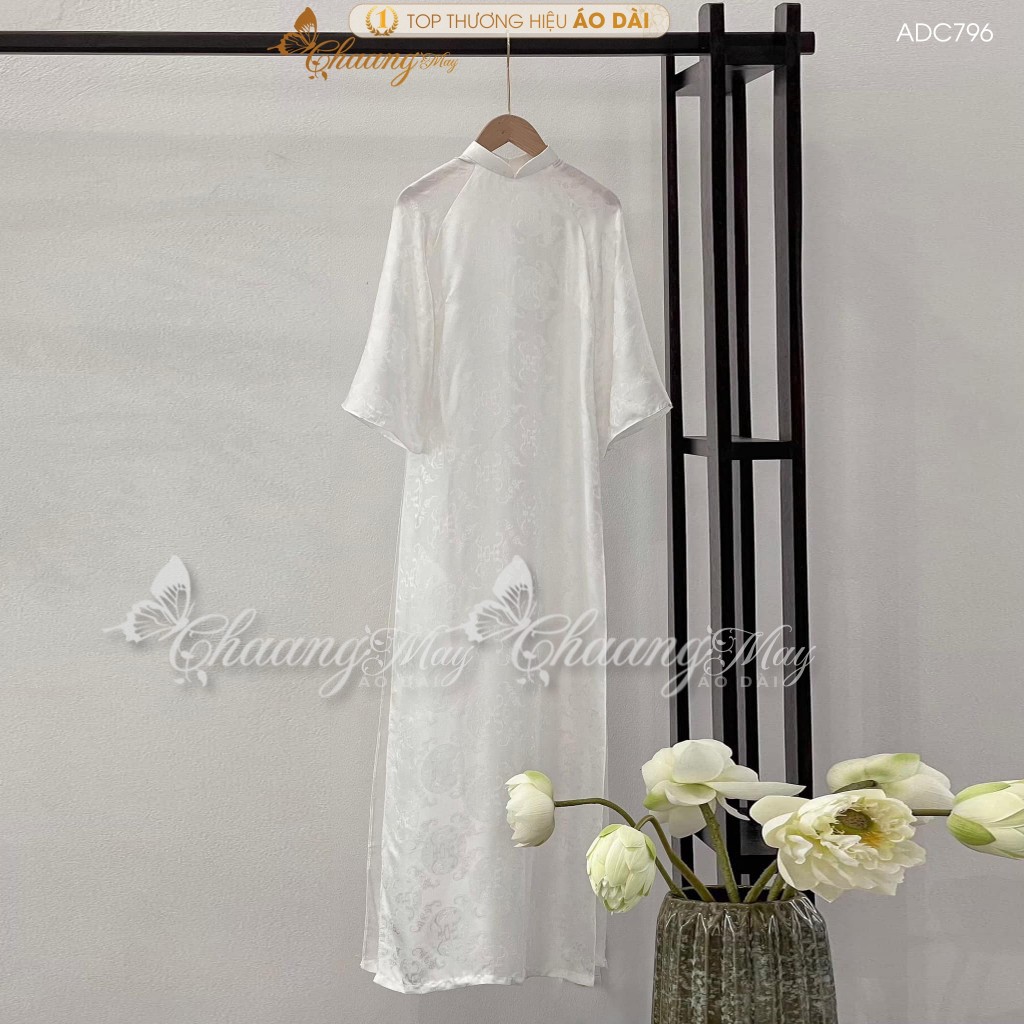 Áo dài cách tân nữ dáng suông gấm thọ dơi Chaang may sẵn áo dài xuông xưa cổ phục dự tiệc cưới lễ tết đẹp ADC796