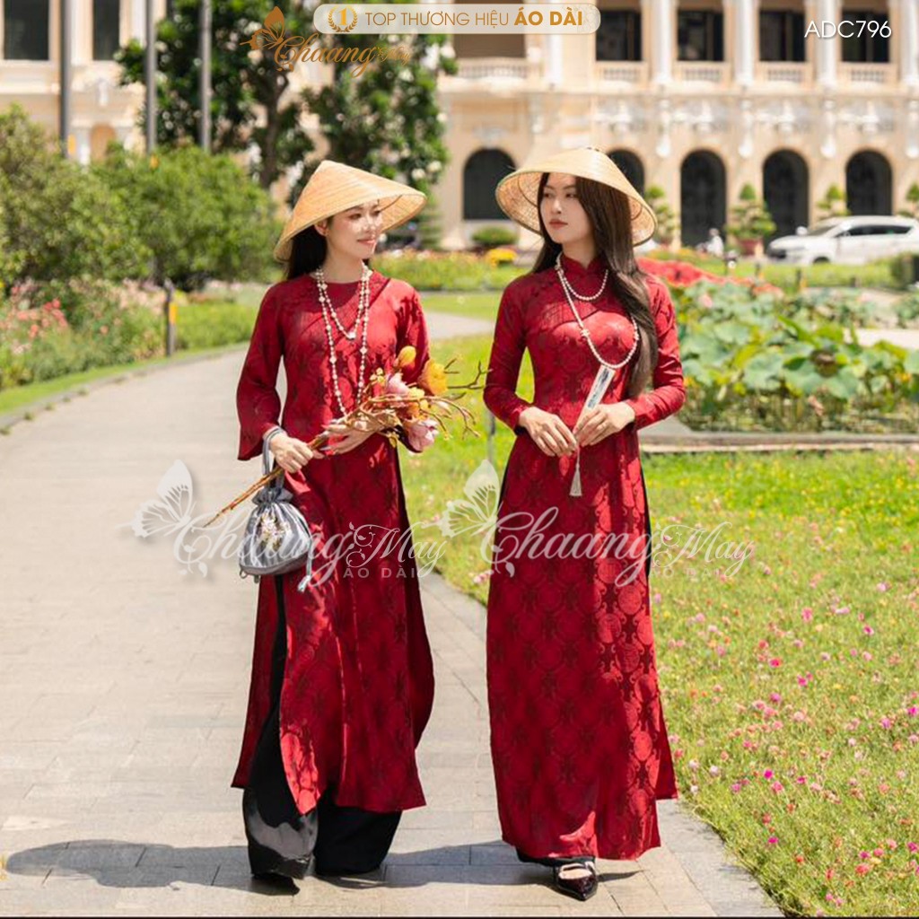Áo dài cách tân nữ dáng suông gấm thọ dơi Chaang may sẵn áo dài xuông xưa cổ phục dự tiệc cưới lễ tết đẹp ADC796