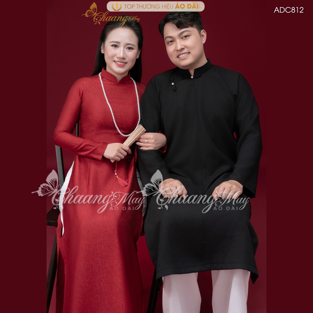 Áo dài cô dâu chú rể cặp đôi cổ phục cưới Việt CHAANG may sẵn áo dài tấc nam nữ dự tiệc đám hỏi lễ tết đẹp ADC812