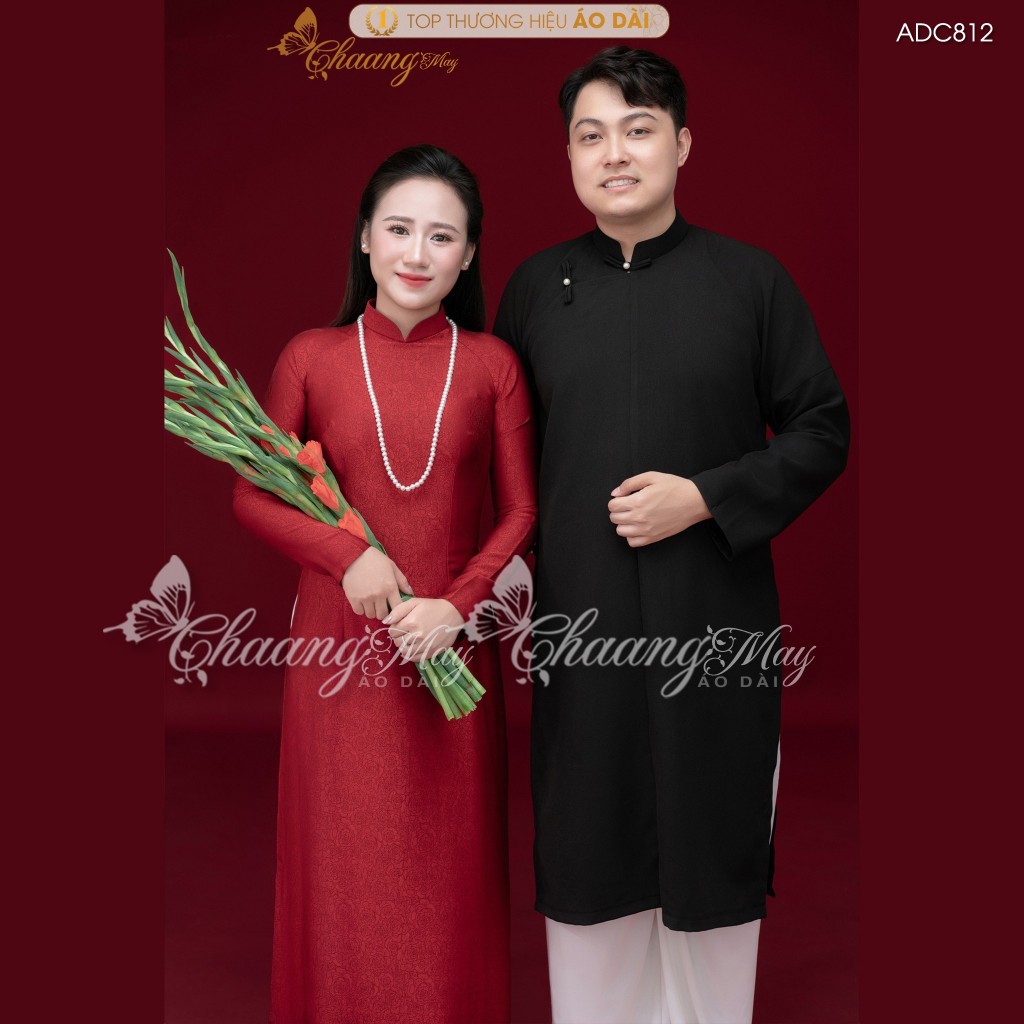 Áo dài cô dâu chú rể cặp đôi cổ phục cưới Việt CHAANG may sẵn áo dài tấc nam nữ dự tiệc đám hỏi lễ tết đẹp ADC812