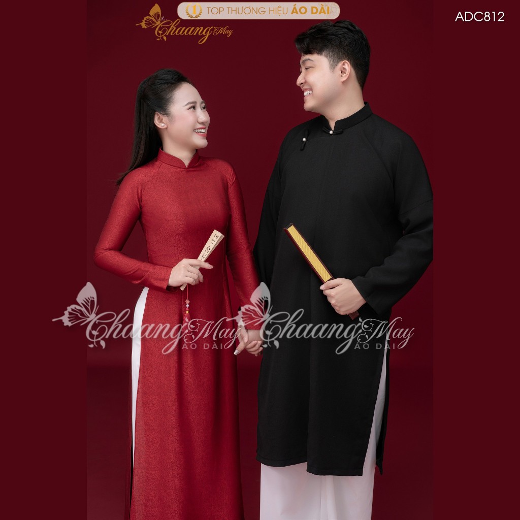 Áo dài cô dâu chú rể cặp đôi cổ phục cưới Việt CHAANG may sẵn áo dài tấc nam nữ dự tiệc đám hỏi lễ tết đẹp ADC812