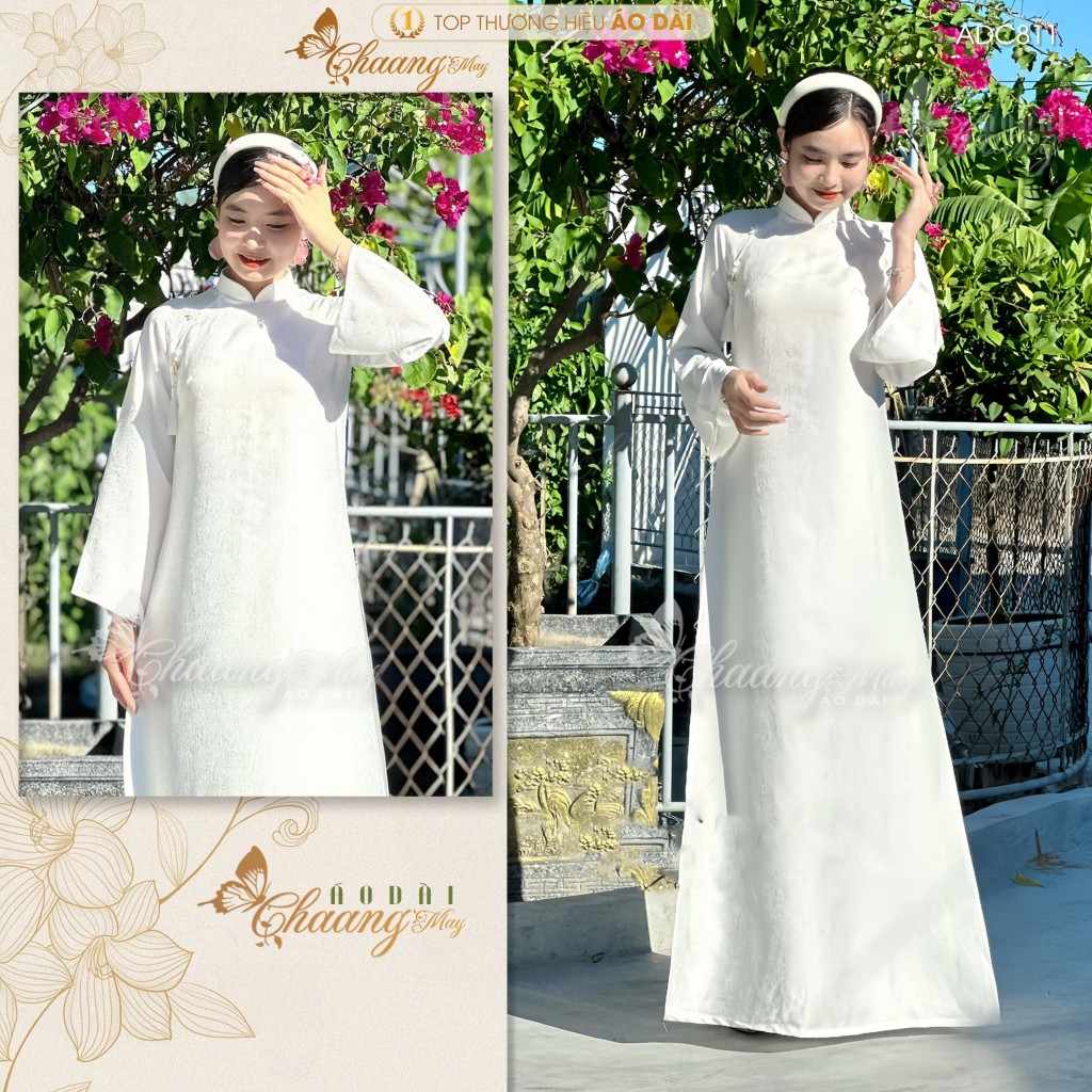 Áo dài cưới cô dâu cổ pháp phục Việt dáng suông xưa truyền thống may sẵn 4 tà dự tiệc cưới hỏi sự kiện lễ tết đẹp ADC811