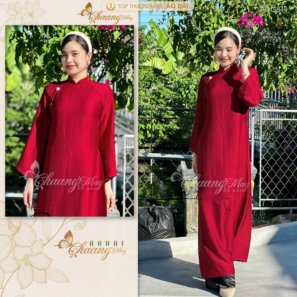 Áo dài cưới cô dâu cổ pháp phục Việt dáng suông xưa truyền thống may sẵn 4 tà dự tiệc cưới hỏi sự kiện lễ tết đẹp ADC811