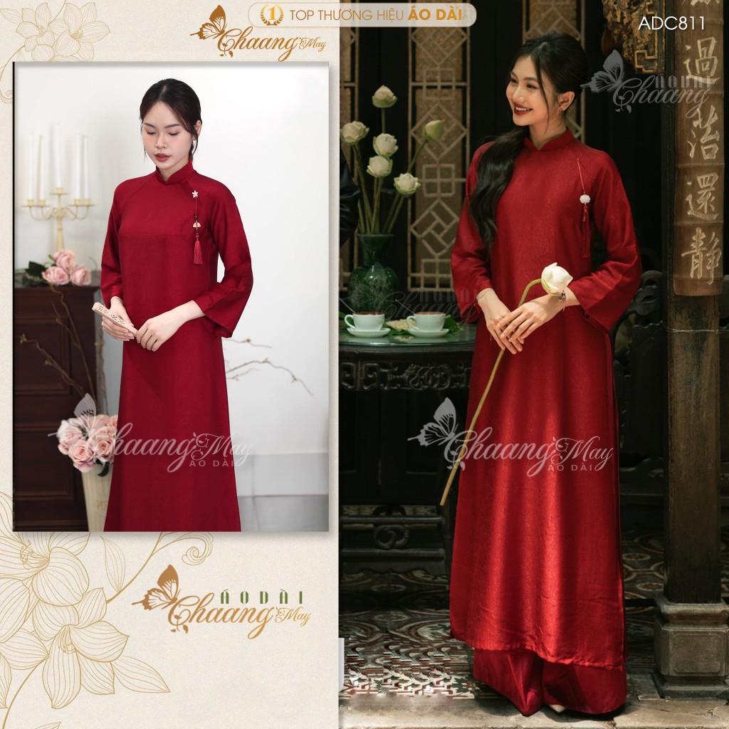 Áo dài cưới cô dâu cổ pháp phục Việt dáng suông xưa truyền thống may sẵn 4 tà dự tiệc cưới hỏi sự kiện lễ tết đẹp ADC811