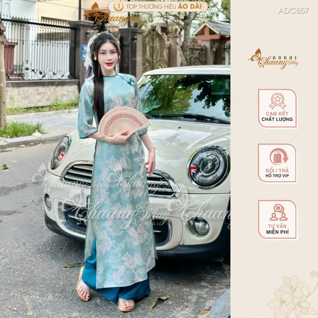 Áo dài cách tân nữ gấm long phụng dáng suông xưa CHAANG may sẵn ADC857 áo dài xuông bầu dự tiệc cưới lễ Tết đẹp