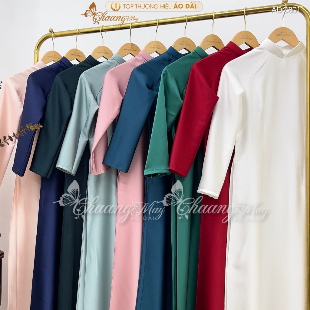 Áo dài truyền thống lụa bóng ruby Tô Châu CHAANG may sẵn ADC802 áo dài màu xanh đỏ giáo viên dự tiệc cưới lễ Tết đẹp