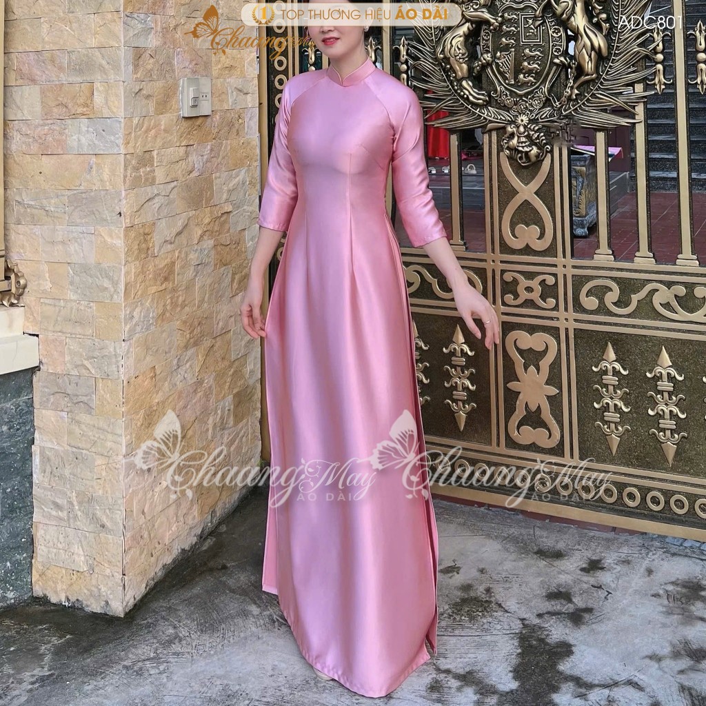Áo dài truyền thống lụa bóng ruby Tô Châu CHAANG may sẵn ADC802 áo dài màu xanh đỏ giáo viên dự tiệc cưới lễ Tết đẹp