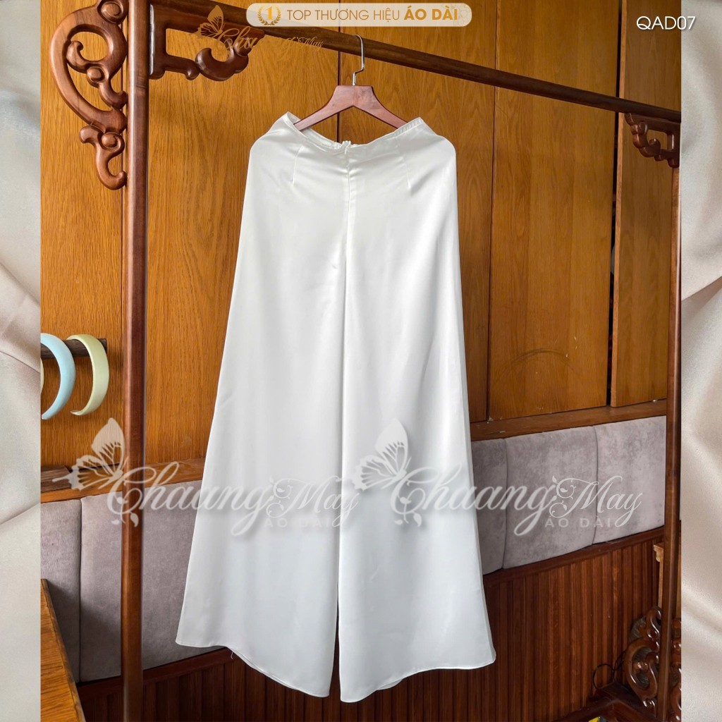 Quần mặc áo dài cách tân nữ truyền thống lụa Ngọc trai 110cm may sẵn suông ống rộng dự tiệc cưới lễ tết đẹp QAD08