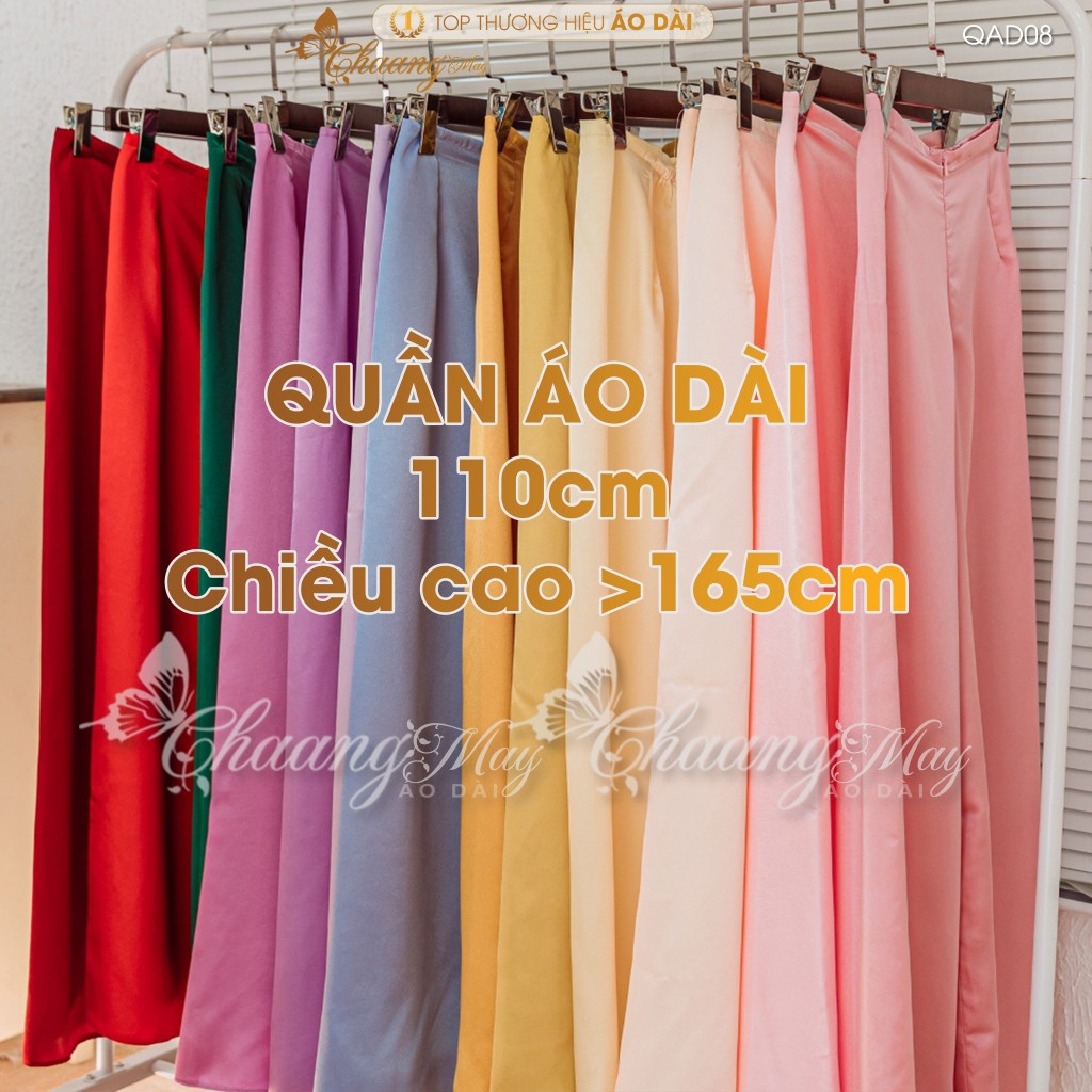 Quần mặc áo dài cách tân nữ truyền thống lụa Ngọc trai 110cm may sẵn suông ống rộng dự tiệc cưới lễ tết đẹp QAD08