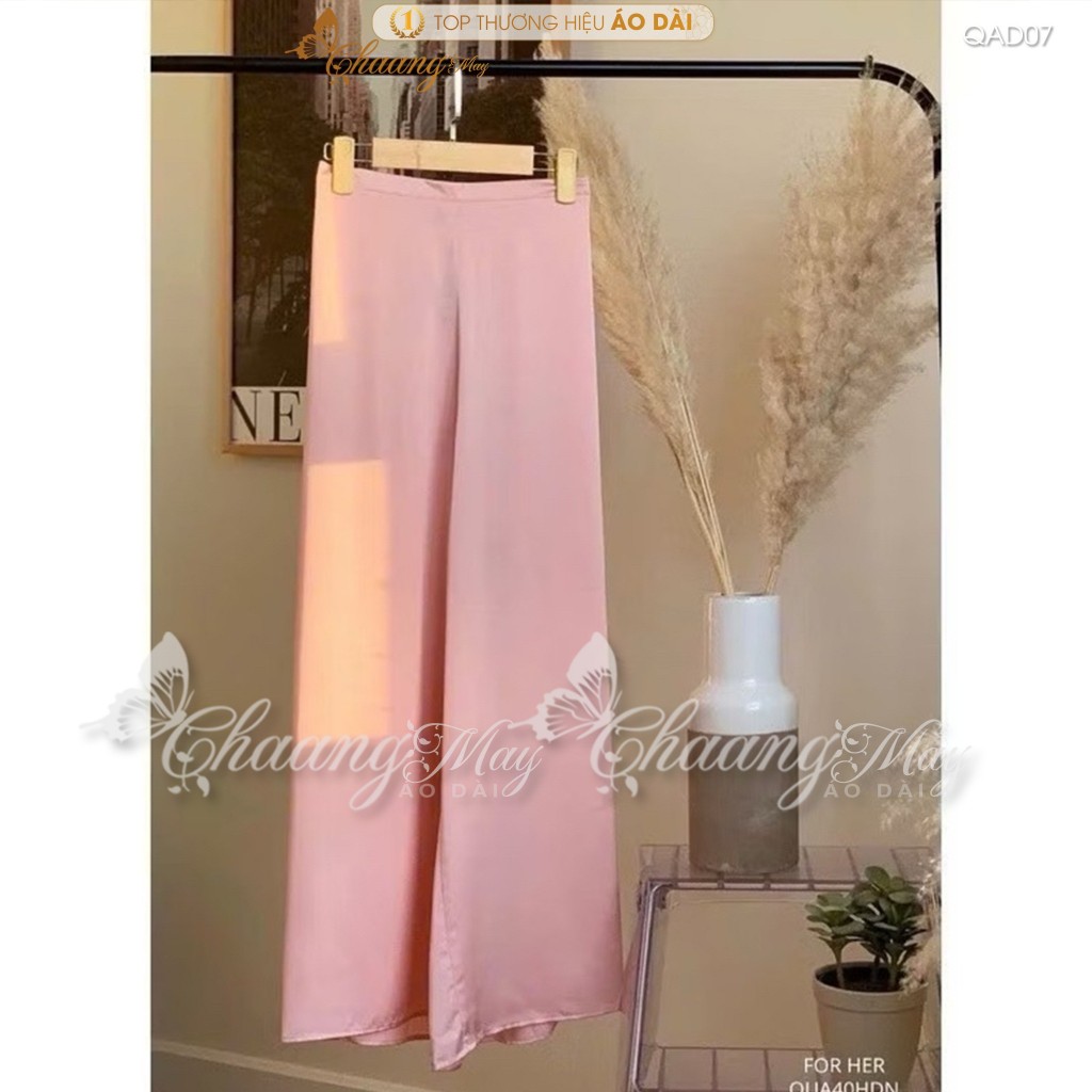 Quần mặc áo dài cách tân nữ truyền thống lụa Ngọc trai 110cm may sẵn suông ống rộng dự tiệc cưới lễ tết đẹp QAD08