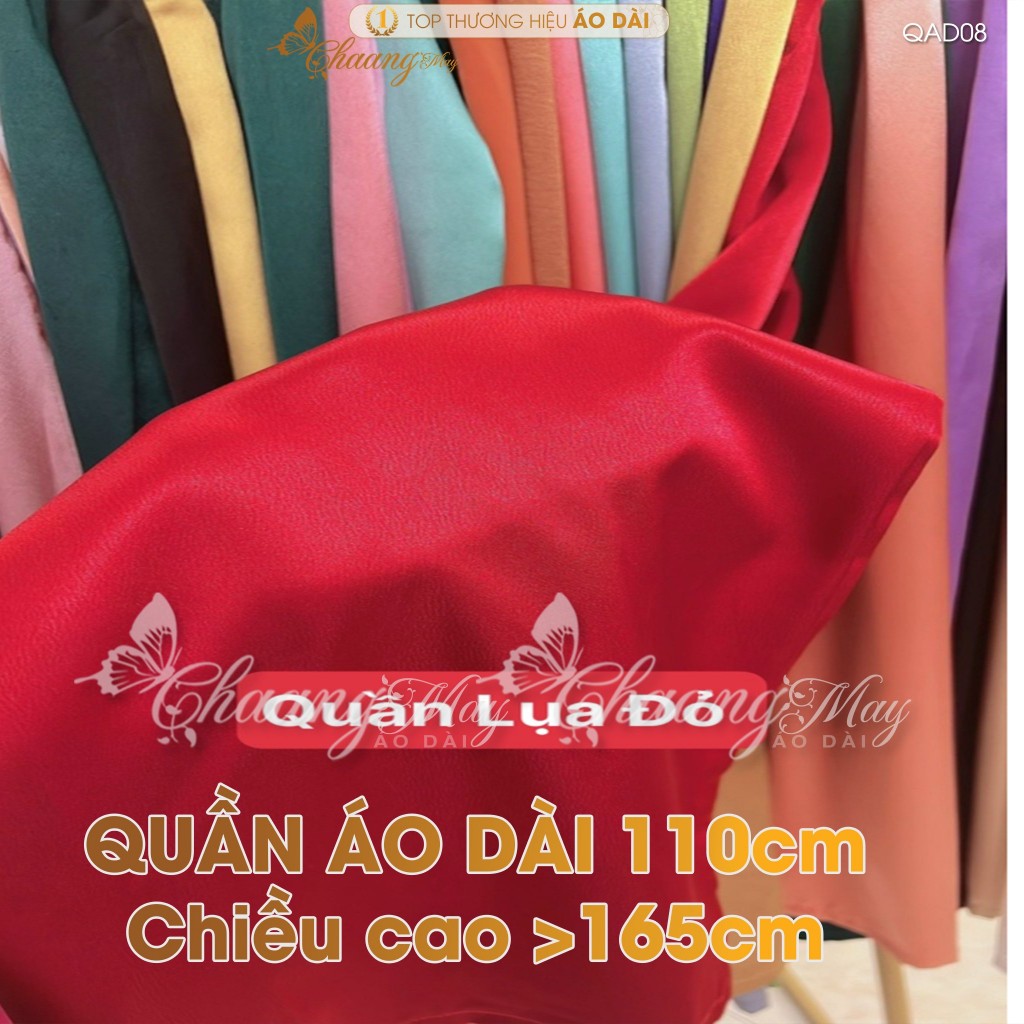 Quần mặc áo dài cách tân nữ truyền thống lụa Ngọc trai 110cm may sẵn suông ống rộng dự tiệc cưới lễ tết đẹp QAD08