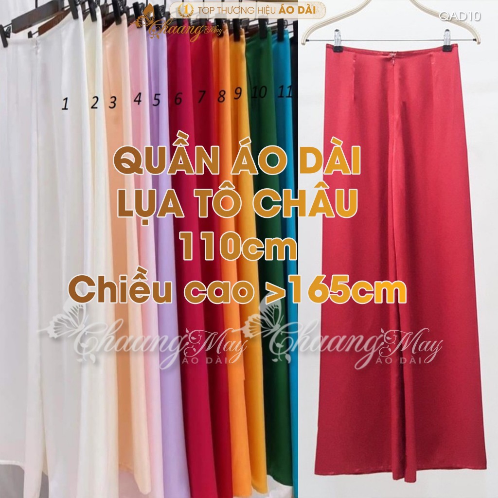 Quần mặc áo dài cách tân nữ truyền thống lụa Tô Châu 110cm may sẵn suông ống rộng dự tiệc cưới lễ tết đẹp QAD10