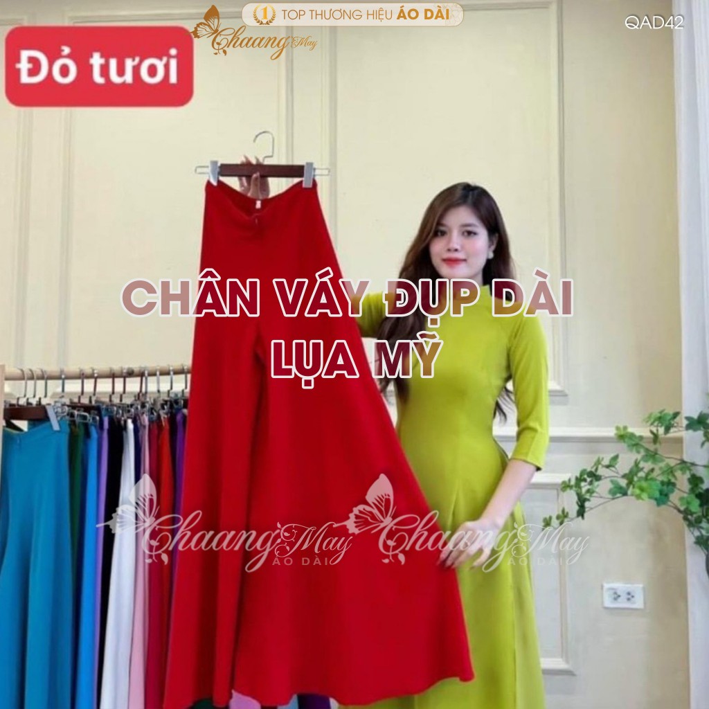 Chân váy đụp mặc áo dài cách tân nữ truyền thống may sẵn vải Lụa Mỹ thay quần xòe rộng dự tiệc lế tết đẹp QAD42