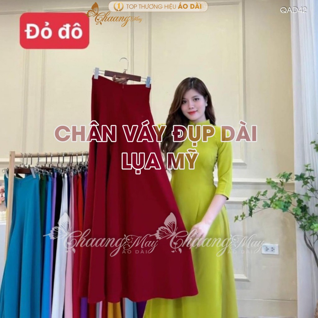Chân váy đụp mặc áo dài cách tân nữ truyền thống may sẵn vải Lụa Mỹ thay quần xòe rộng dự tiệc lế tết đẹp QAD42