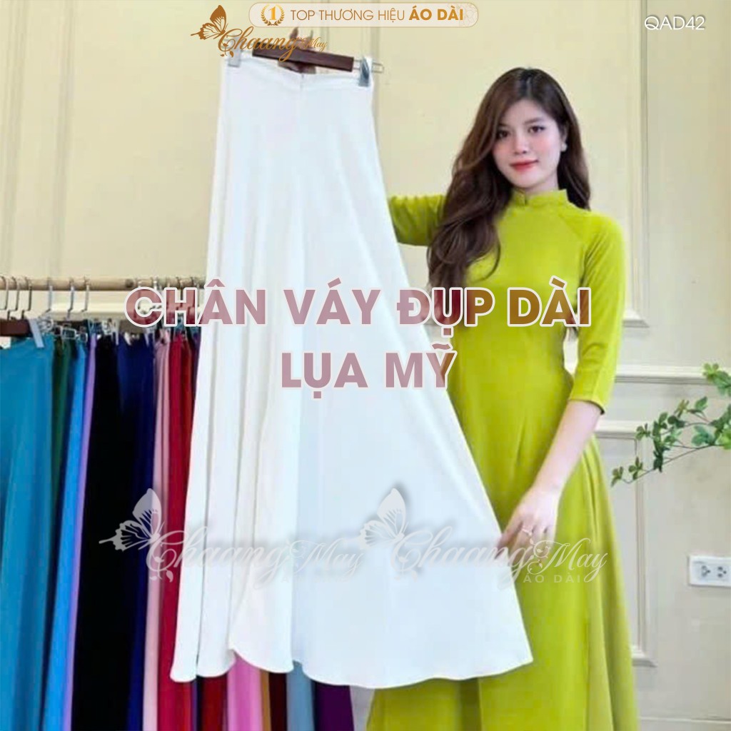 Chân váy đụp mặc áo dài cách tân nữ truyền thống may sẵn vải Lụa Mỹ thay quần xòe rộng dự tiệc lế tết đẹp QAD42