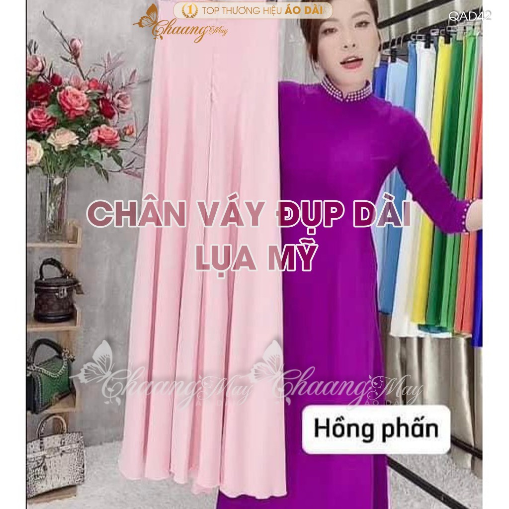 Chân váy đụp mặc áo dài cách tân nữ truyền thống may sẵn vải Lụa Mỹ thay quần xòe rộng dự tiệc lế tết đẹp QAD42