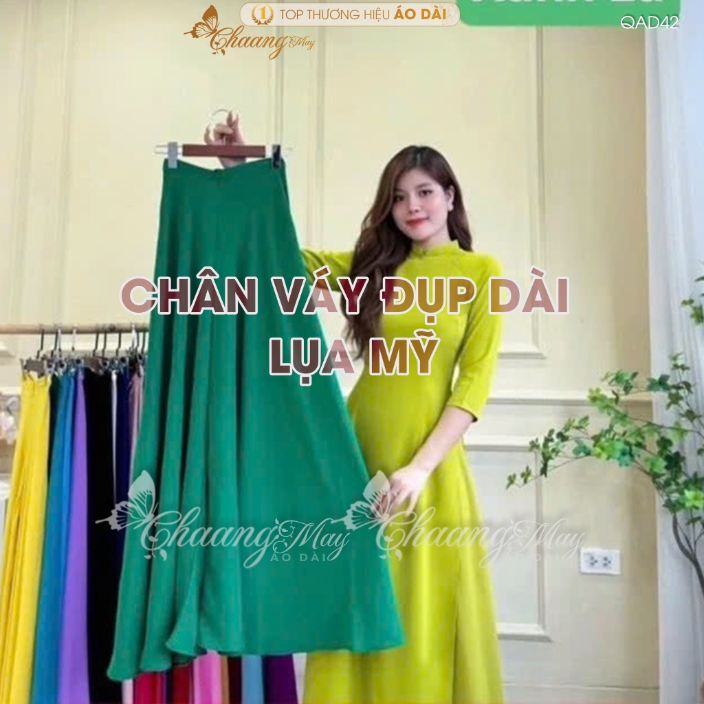 Chân váy đụp mặc áo dài cách tân nữ truyền thống may sẵn vải Lụa Mỹ thay quần xòe rộng dự tiệc lế tết đẹp QAD42