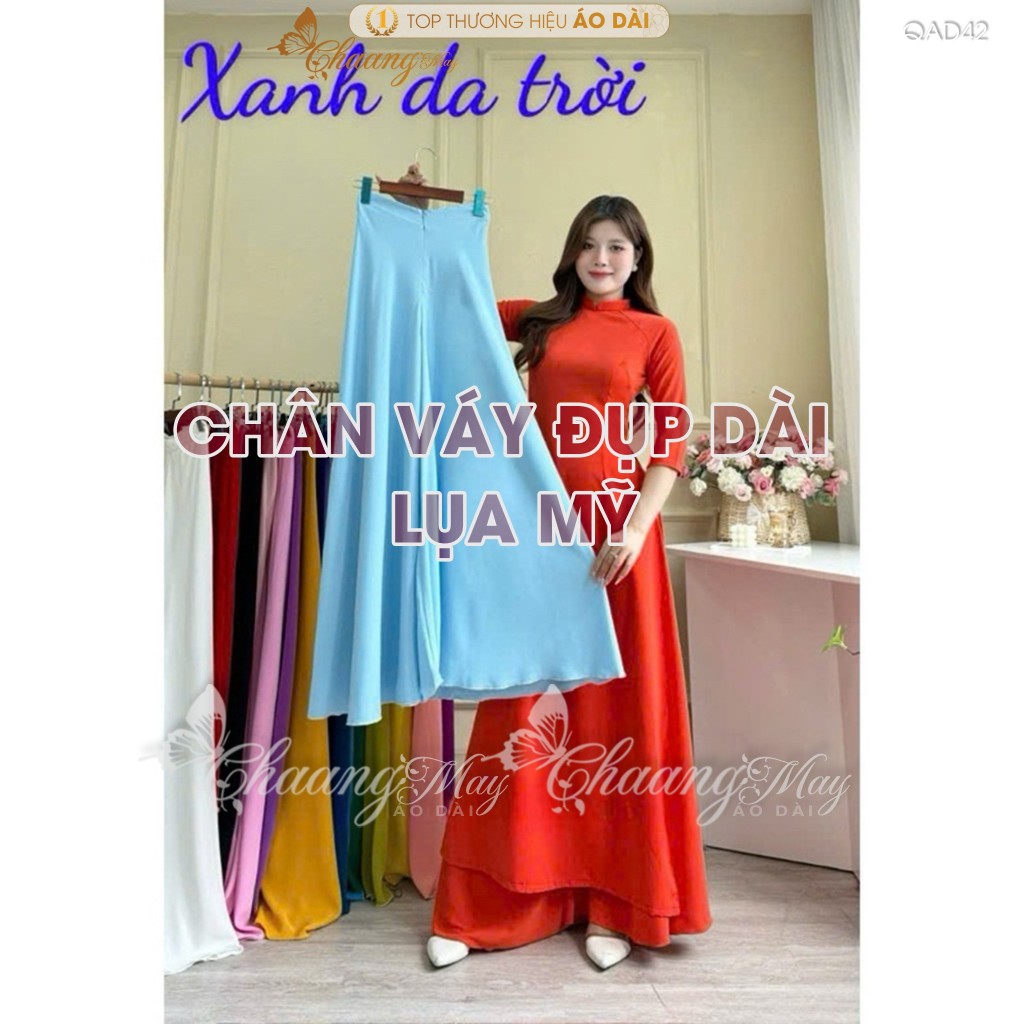 Chân váy đụp mặc áo dài cách tân nữ truyền thống may sẵn vải Lụa Mỹ thay quần xòe rộng dự tiệc lế tết đẹp QAD42