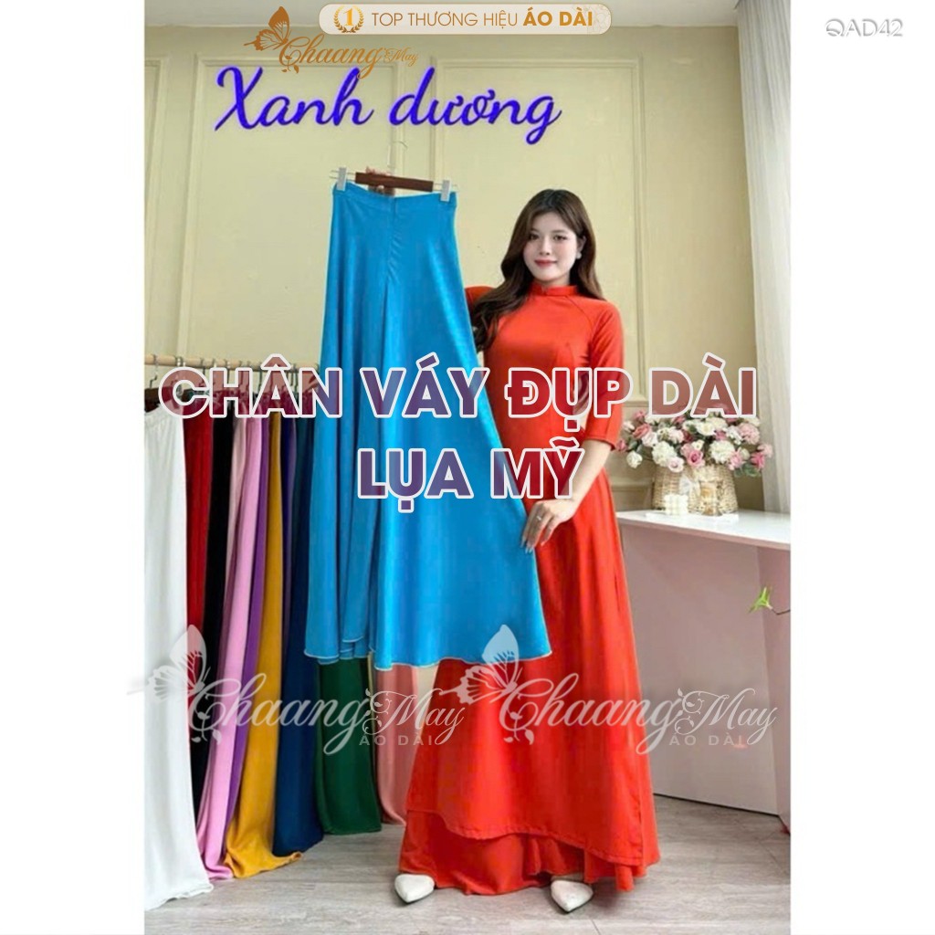 Chân váy đụp mặc áo dài cách tân nữ truyền thống may sẵn vải Lụa Mỹ thay quần xòe rộng dự tiệc lế tết đẹp QAD42
