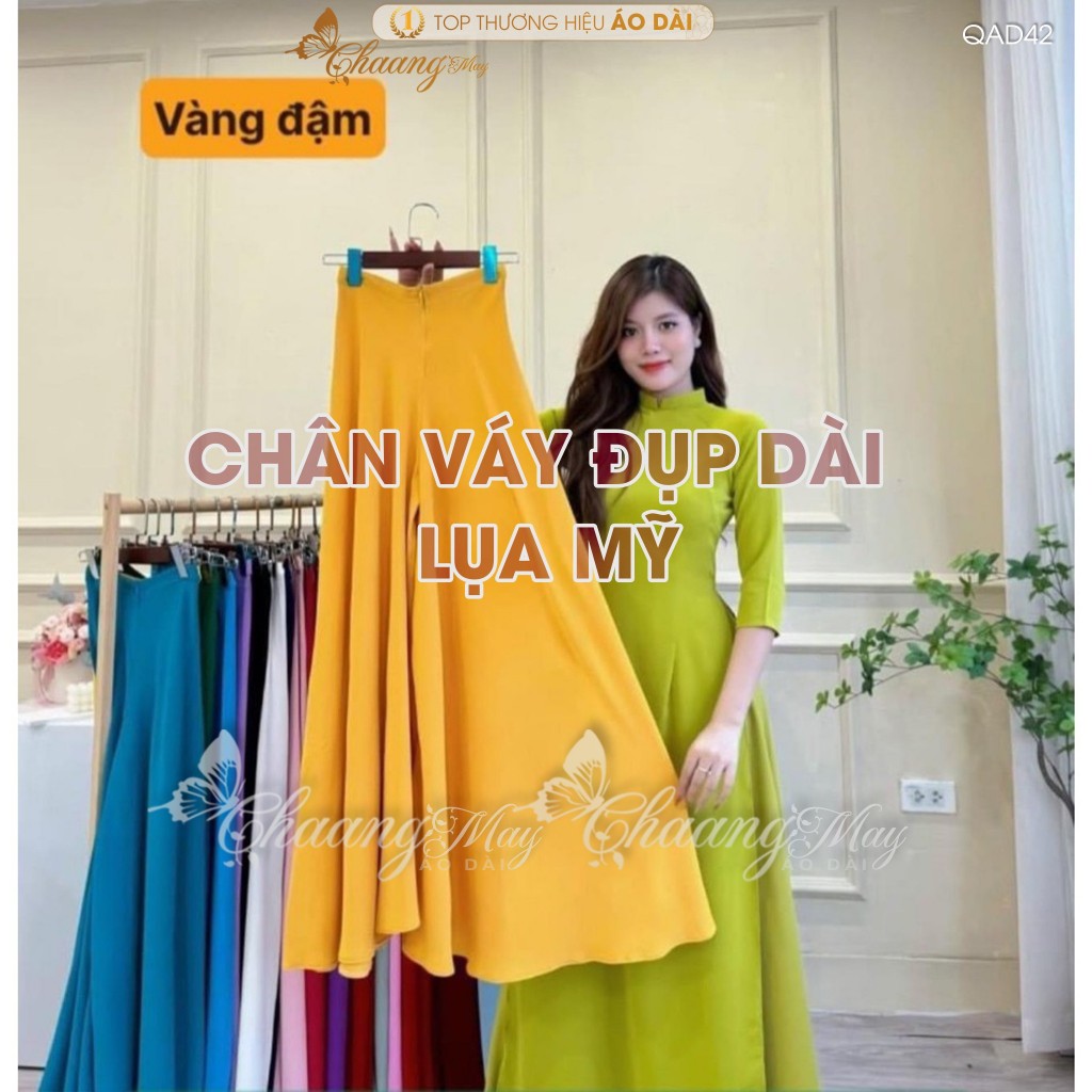 Chân váy đụp mặc áo dài cách tân nữ truyền thống may sẵn vải Lụa Mỹ thay quần xòe rộng dự tiệc lế tết đẹp QAD42