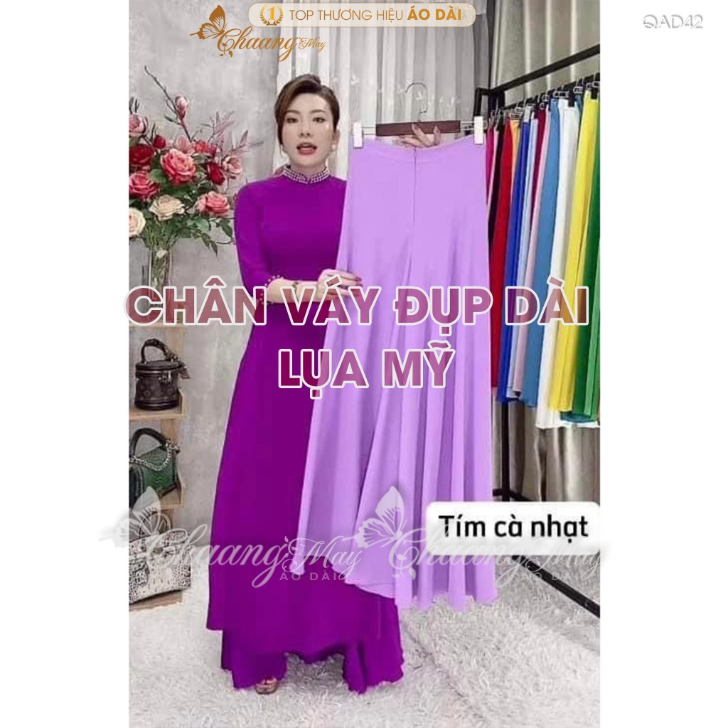 Chân váy đụp mặc áo dài cách tân nữ truyền thống may sẵn vải Lụa Mỹ thay quần xòe rộng dự tiệc lế tết đẹp QAD42