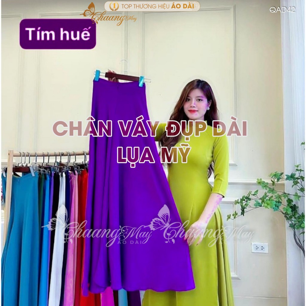 Chân váy đụp mặc áo dài cách tân nữ truyền thống may sẵn vải Lụa Mỹ thay quần xòe rộng dự tiệc lế tết đẹp QAD42