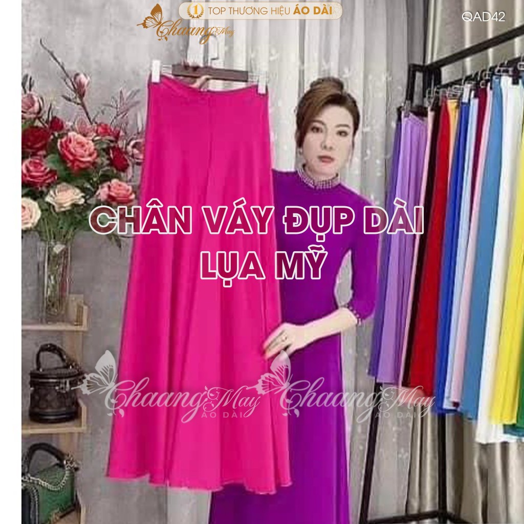 Chân váy đụp mặc áo dài cách tân nữ truyền thống may sẵn vải Lụa Mỹ thay quần xòe rộng dự tiệc lế tết đẹp QAD42