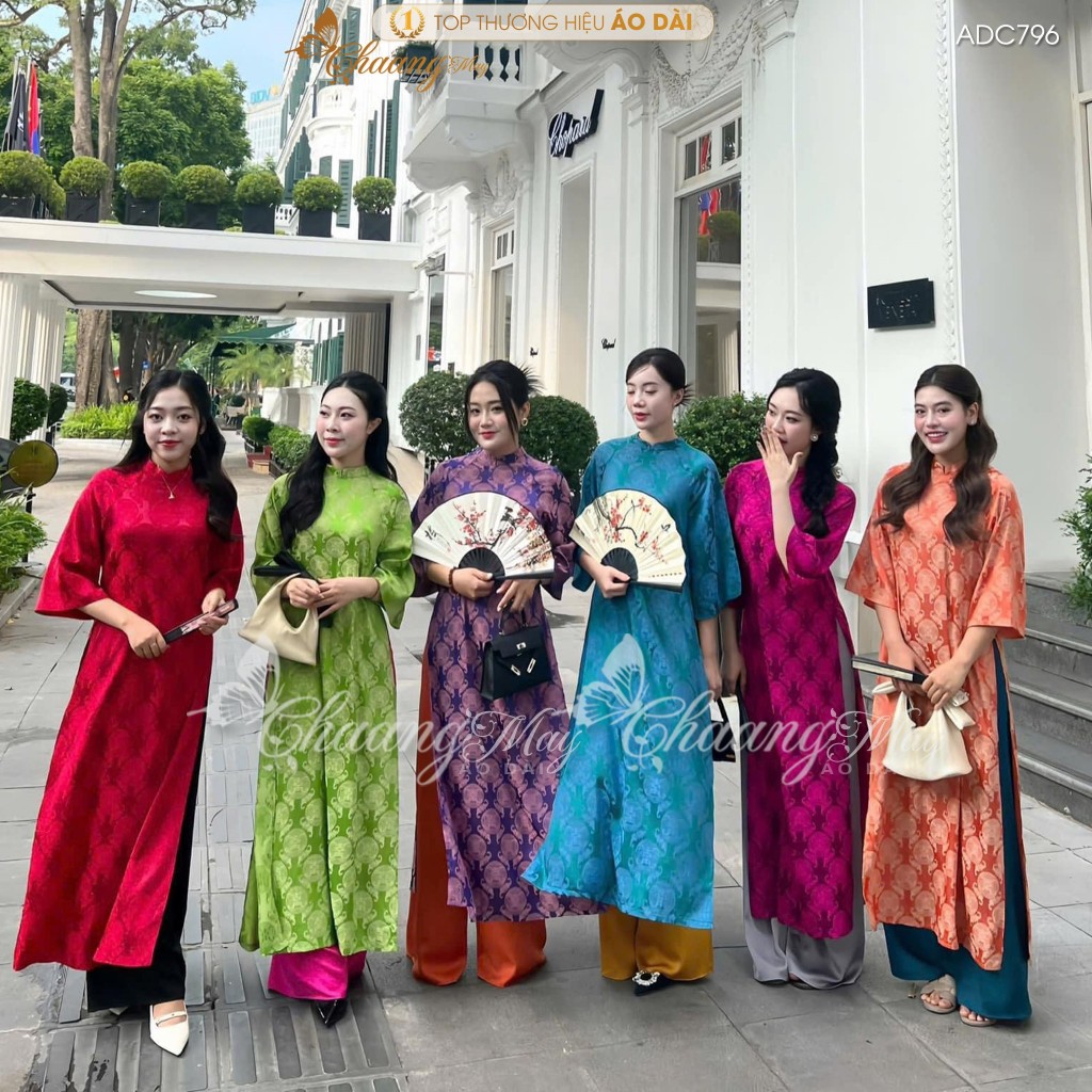 Áo dài cách tân nữ dáng suông gấm thọ dơi Chaang may sẵn áo dài xuông xưa cổ phục dự tiệc cưới lễ tết đẹp ADC796