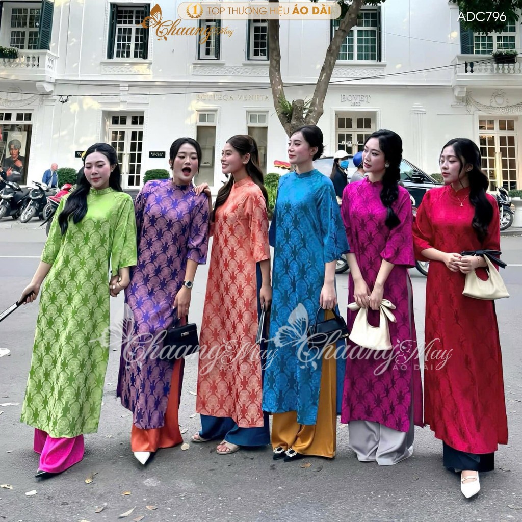 Áo dài cách tân nữ dáng suông gấm thọ dơi Chaang may sẵn áo dài xuông xưa cổ phục dự tiệc cưới lễ tết đẹp ADC796
