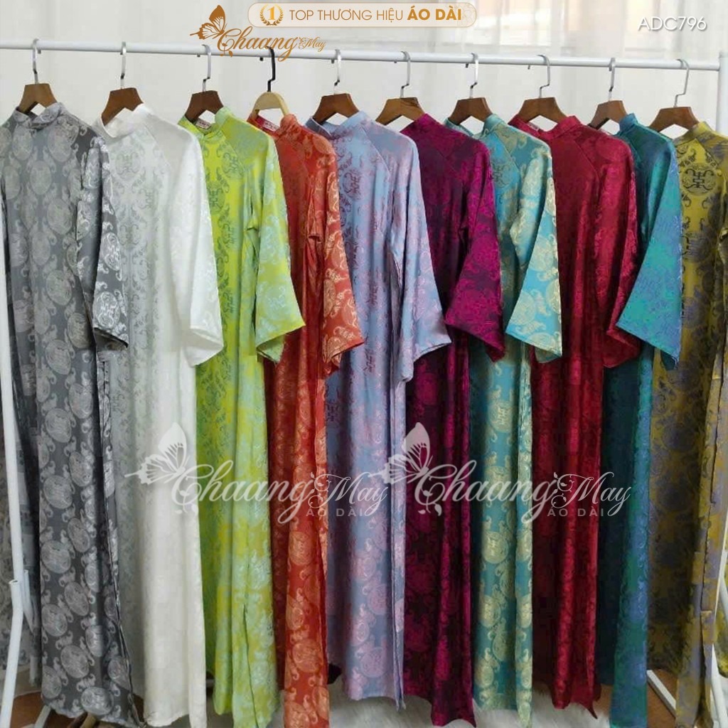 Áo dài cách tân nữ dáng suông gấm thọ dơi Chaang may sẵn áo dài xuông xưa cổ phục dự tiệc cưới lễ tết đẹp ADC796