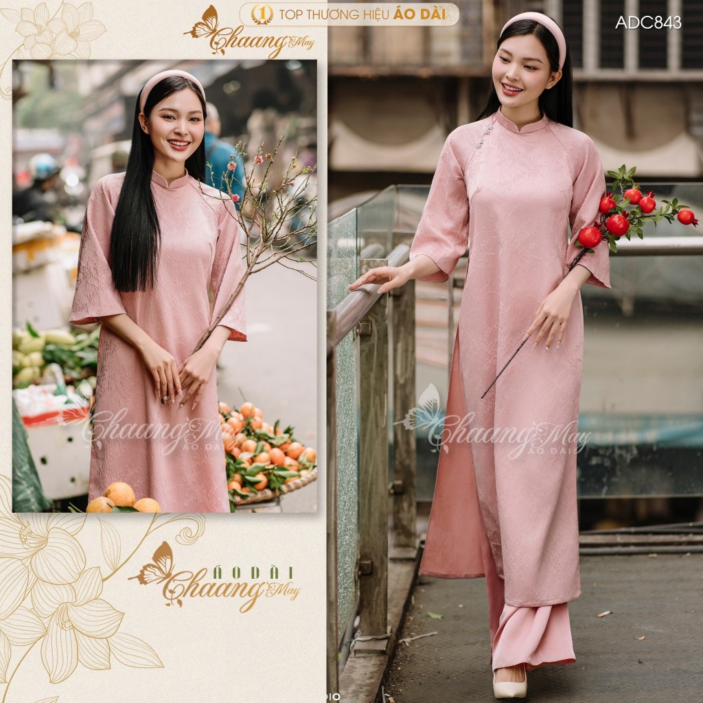 Áo dài cách tân nam nữ  Châu Sa cặp đôi cô dâu chú rể CHAANG may sẵn ADC843 áo dài suông dự tiệc cưới đám hỏi lễ Tết đẹp