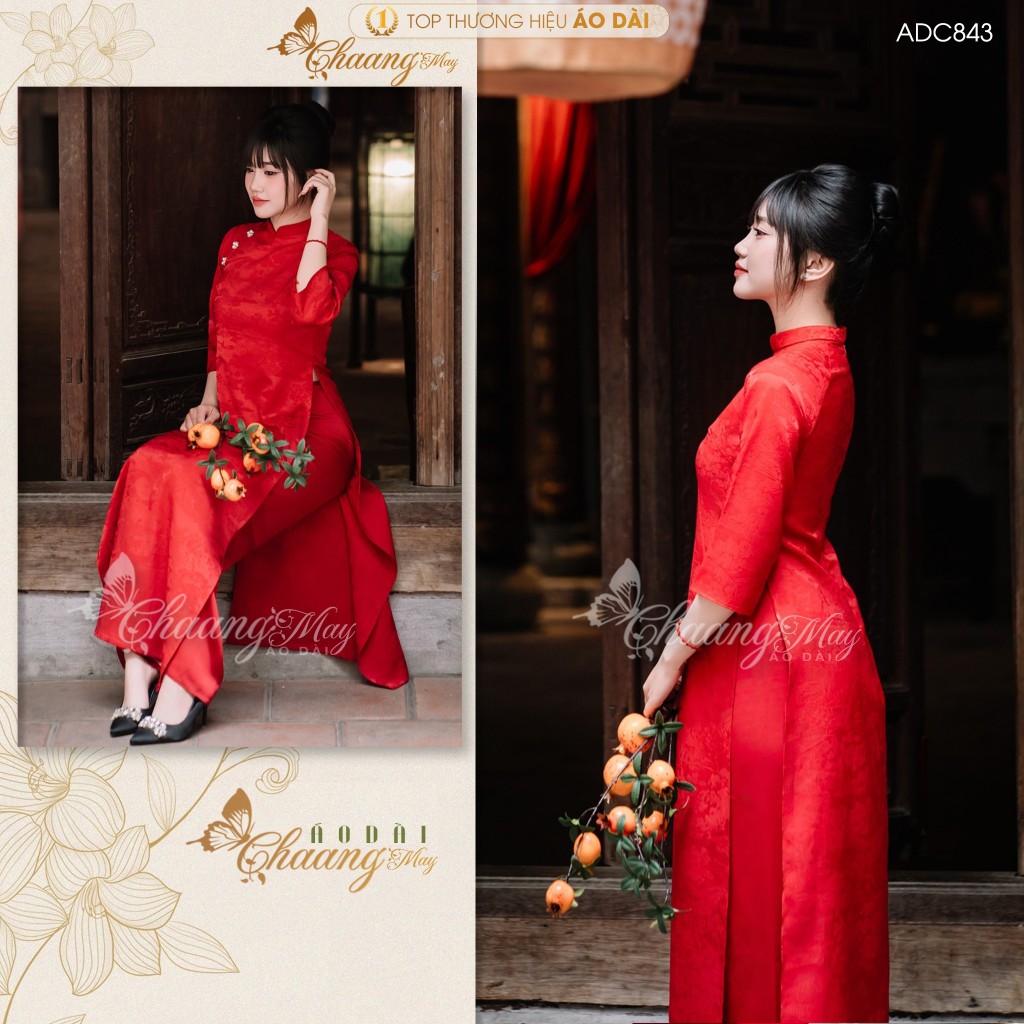 Áo dài cách tân nam nữ  Châu Sa cặp đôi cô dâu chú rể CHAANG may sẵn ADC843 áo dài suông dự tiệc cưới đám hỏi lễ Tết đẹp