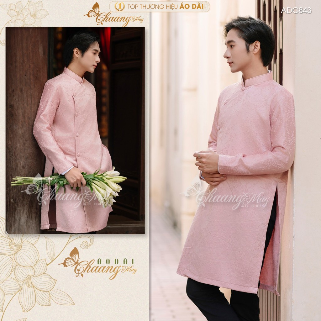 Áo dài cách tân nam nữ  Châu Sa cặp đôi cô dâu chú rể CHAANG may sẵn ADC843 áo dài suông dự tiệc cưới đám hỏi lễ Tết đẹp
