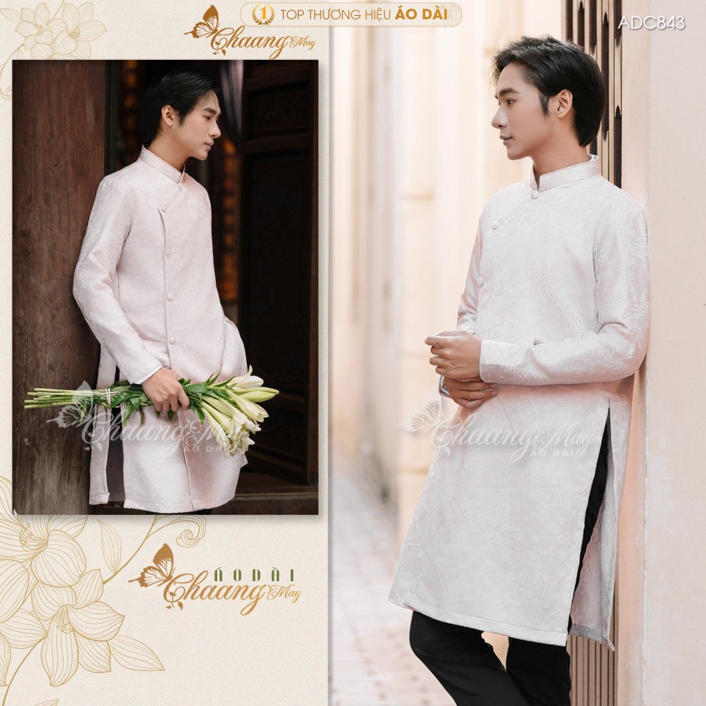 Áo dài cách tân nam nữ  Châu Sa cặp đôi cô dâu chú rể CHAANG may sẵn ADC843 áo dài suông dự tiệc cưới đám hỏi lễ Tết đẹp