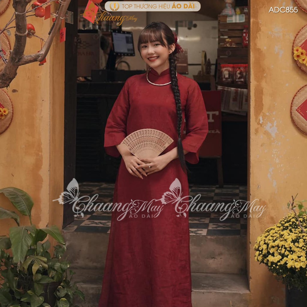 Áo dài cách tân nam nữ Châu Sa cặp đôi cô dâu chú rể CHAANG may sẵn ADC855 áo dài suông dự tiệc cưới đám hỏi lễ Tết đẹp