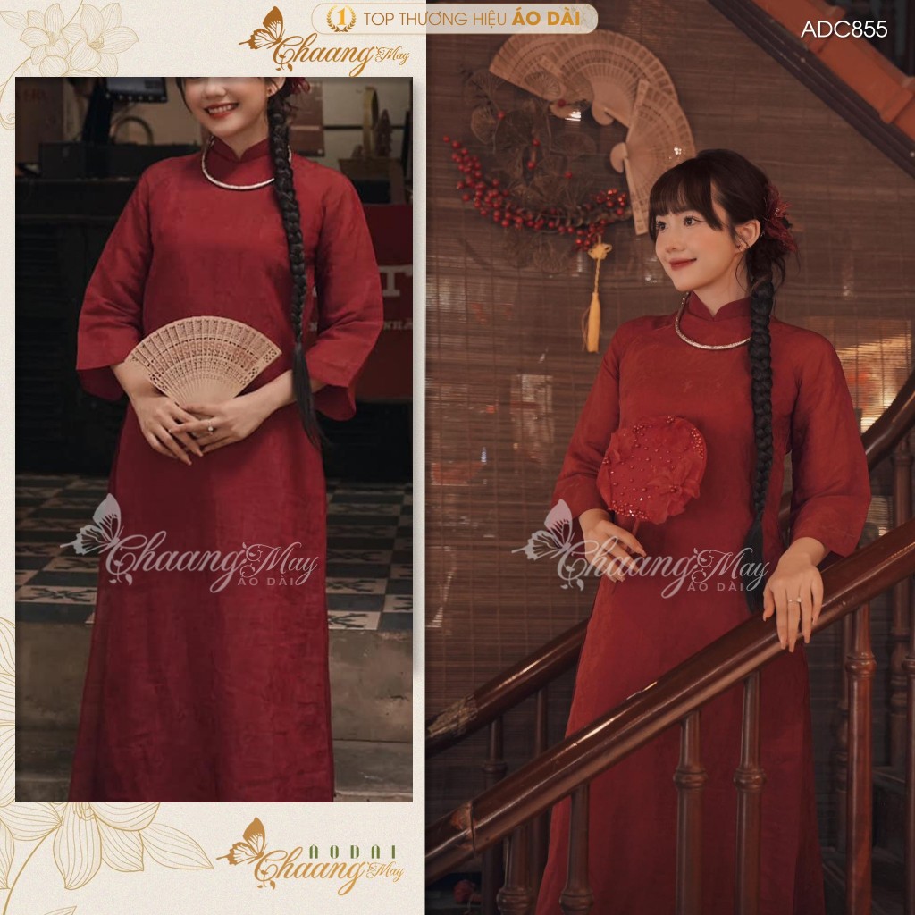 Áo dài cách tân nam nữ Châu Sa cặp đôi cô dâu chú rể CHAANG may sẵn ADC855 áo dài suông dự tiệc cưới đám hỏi lễ Tết đẹp