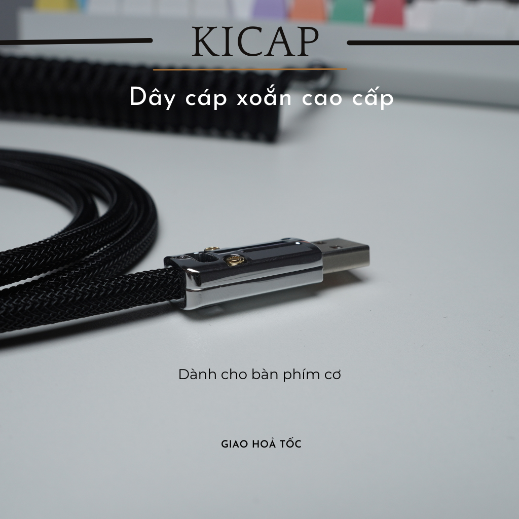 Dây cáp xoắn custom cao cấp có đèn led rgb cho bàn phím cơ | KICAP