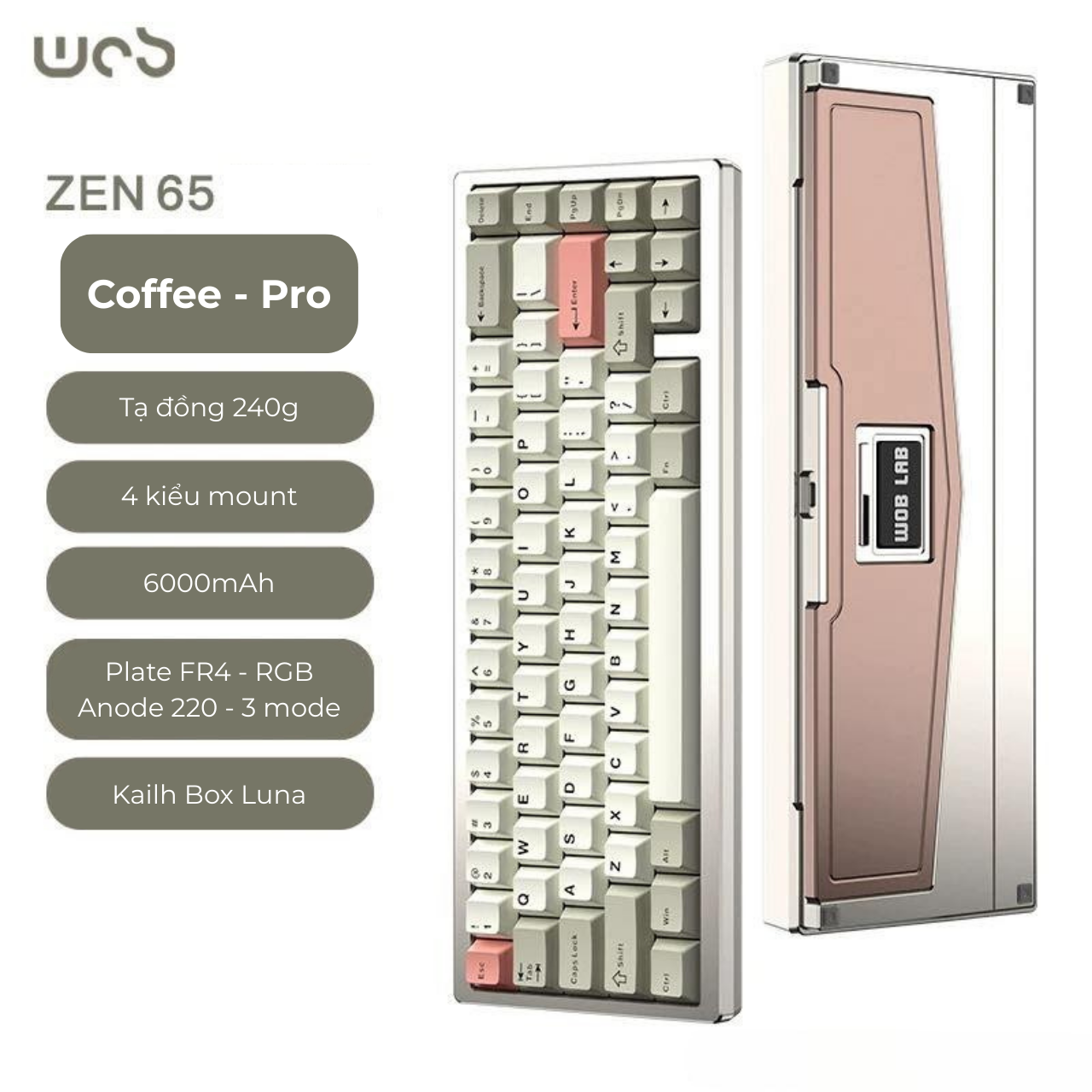 Zen65 1.6mm - Bàn phím cơ khung nhôm CNC cao cấp 65% | KICAP