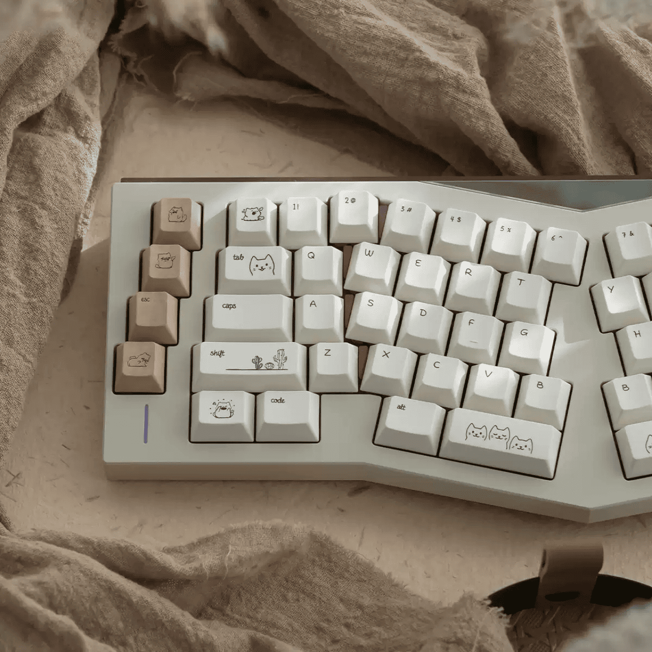 Chi tiết bề mặt PBT của keycap Ure Sand Cat