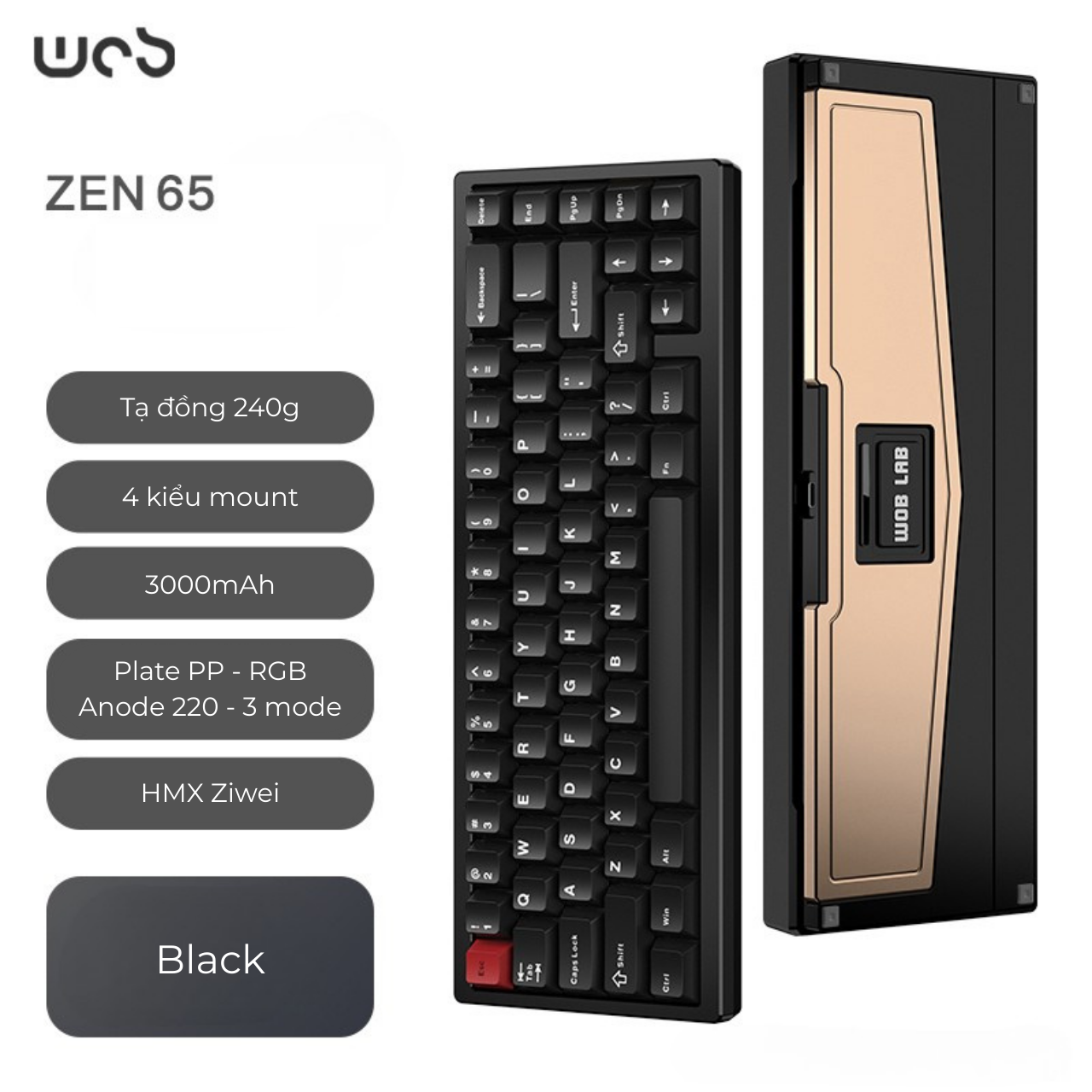 Zen65 1.6mm - Bàn phím cơ khung nhôm CNC cao cấp 65% | KICAP