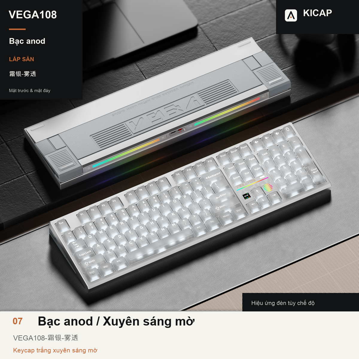 Weikav VEGA108 Silver PC xuyên sáng