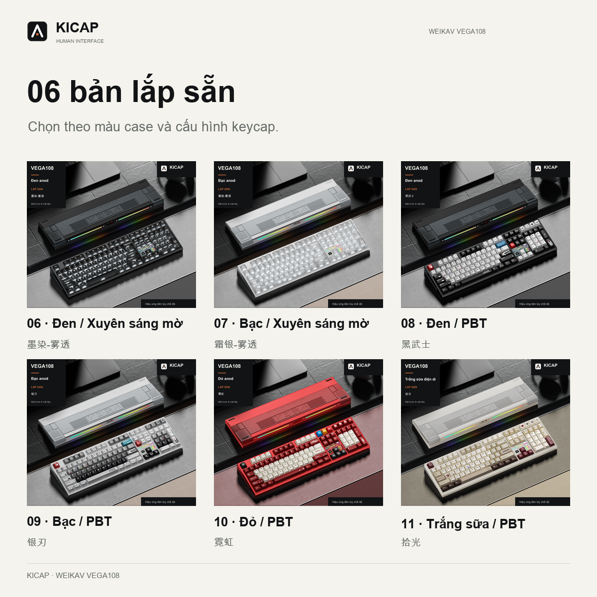 6 phiên bản lắp sẵn Weikav VEGA108