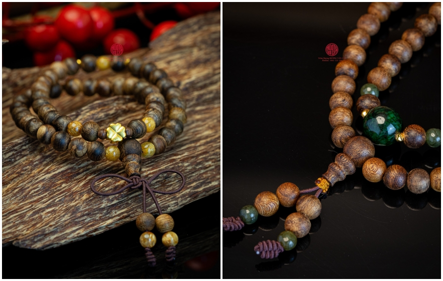 Vòng Trầm Hương Mix Vàng 18k: Sự Giao Thoa Giữa Nét Mộc Mạc Và Vẻ Đẹp Quyền Quý