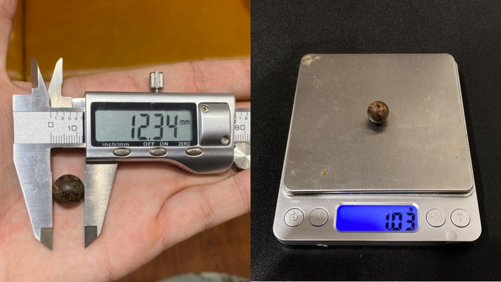 hạt trầm 12 li và số gram chìm nước