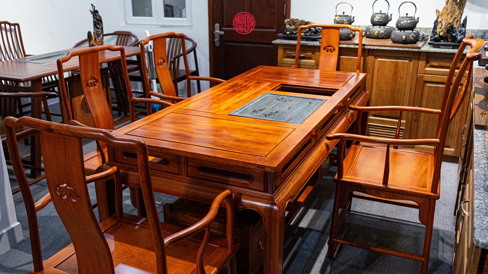 bộ bàn trà đạo gỗ hương lào già cao cấp 1,8 mét